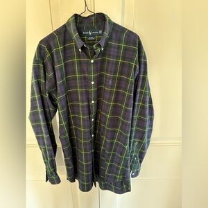 Vintage Ralph Lauren Men’s Long Sleeve Blue Plaid Shirt. Blake Fit. Size Medium.